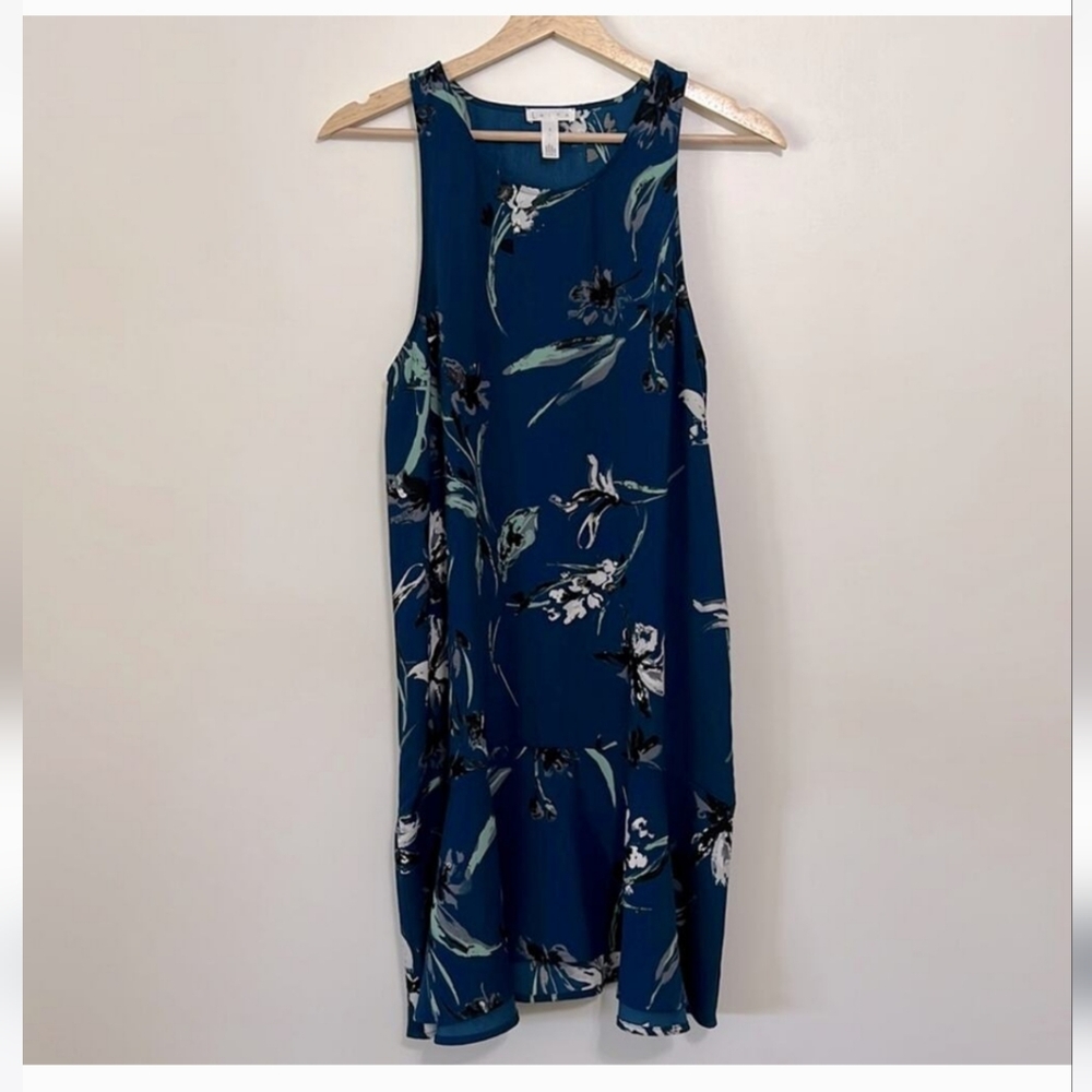 Leith Blue Floral Tank Racerback Shift Dress